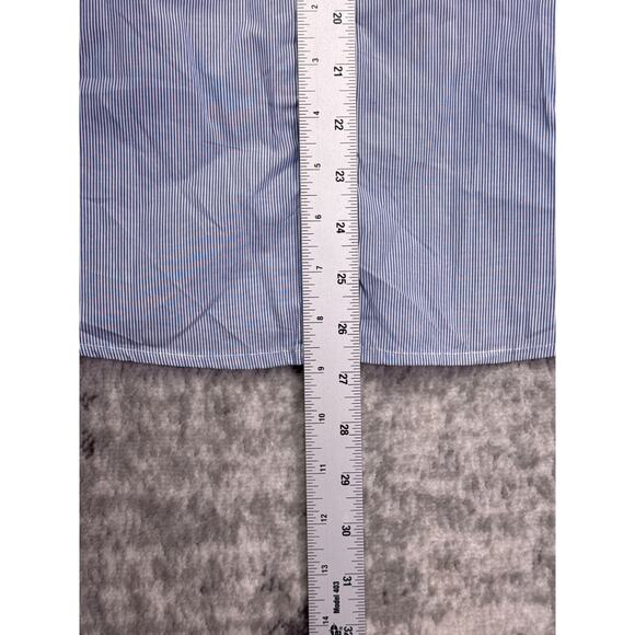 New J Crew Top 2X Womens Blue Striped Ruffle Collar Button Down Shirt Blouse - Picture 6 of 9